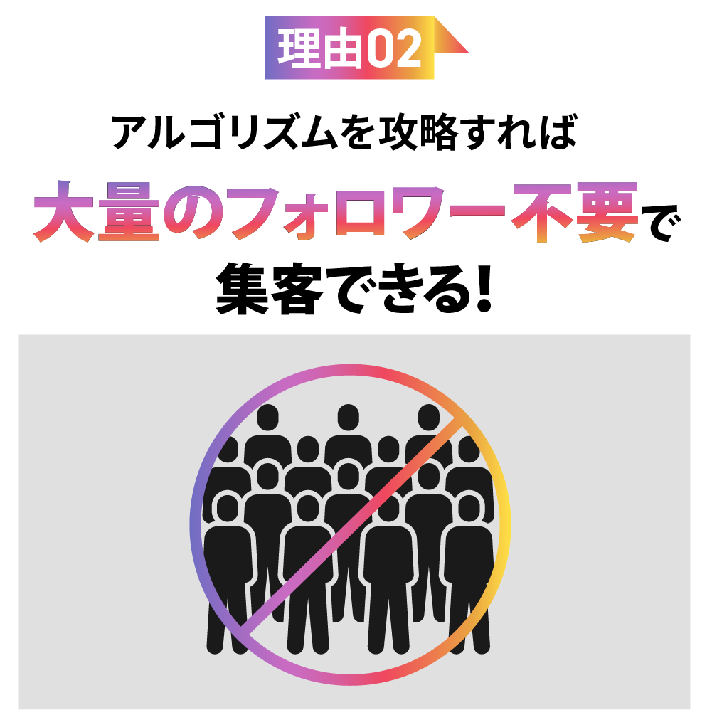  理由02 アルゴリズムを攻略すれば 大量のフォロワー不要で集客できる！